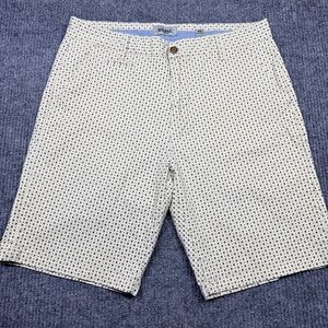 Mini Skull Print Rebel Jeans Shorts Mens 36 Cream Navy Stretch Chino Preppy Golf